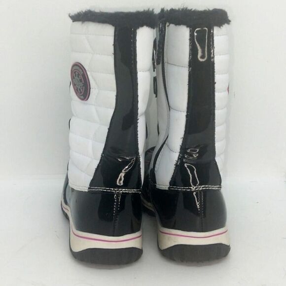 Totes Mackenzie Girls Pre-owned Black & White Weatherproof Winter Boots - sz. 1 - Picture 4 of 6